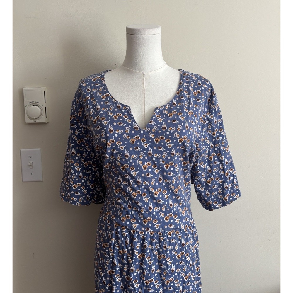 Ulla Popken 20 22 Dress Plus Size XXL 2X Fall Floral Blue Orange Pockets Cotton - Picture 2 of 11